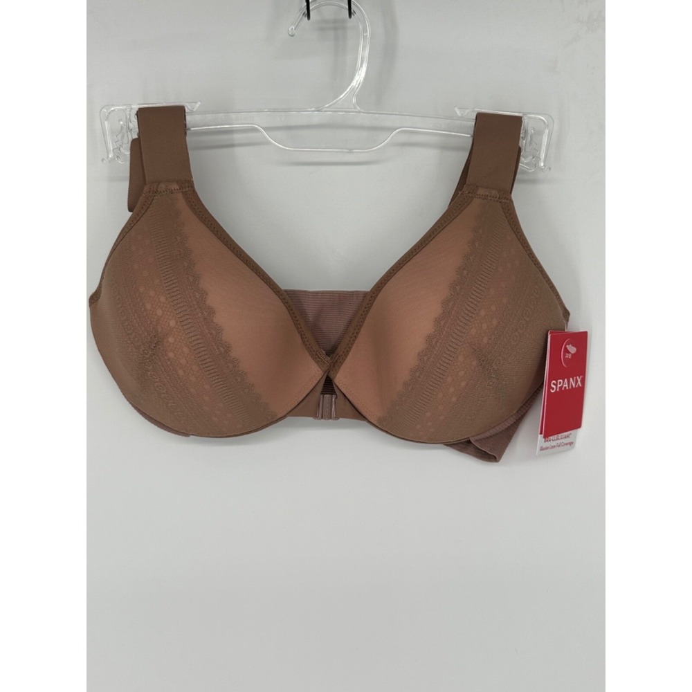 NEW Spanx BRA-LLELUJAH Illusion Lace Full Coverage Bra Café Vintage Rose Sz 34C